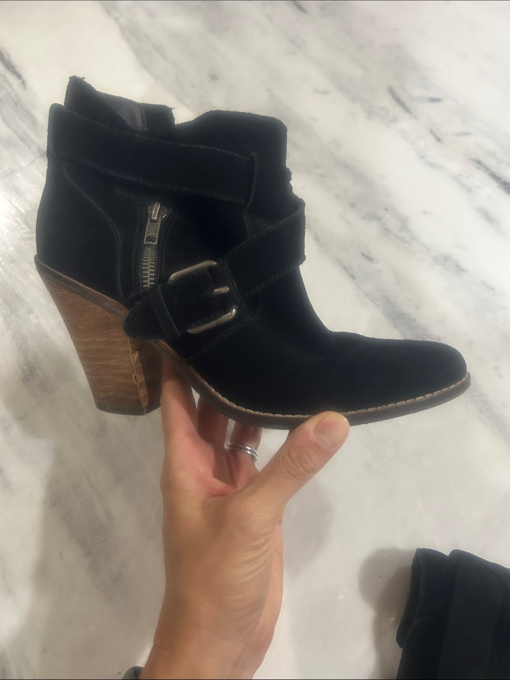 Dolce Vita Black Suede Buckle Ankle Boot